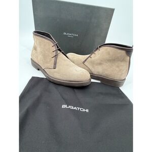 Bugatchi Chukka Boots Men 8 Tan Suede Leather Lace Up Made in Italy Desert Boots